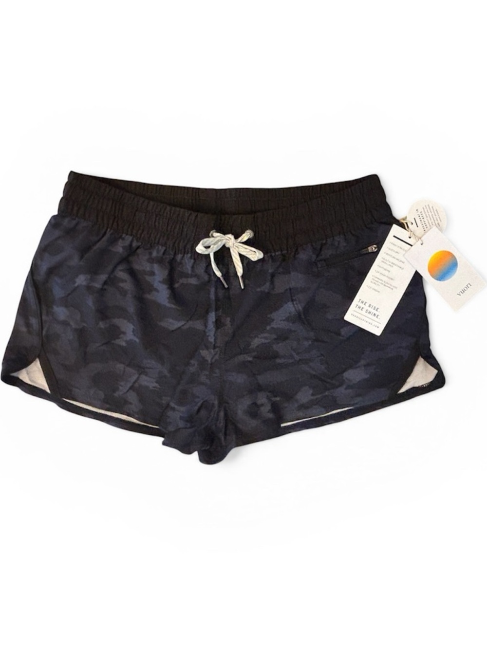Vuori Women’s Shorts Clementine Athletic Shorts Lined Black Camo MSRP $68